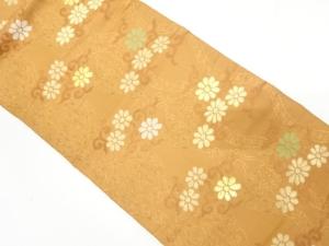 アンティーク　立涌に花唐草模様織り出し名古屋帯（着用可）